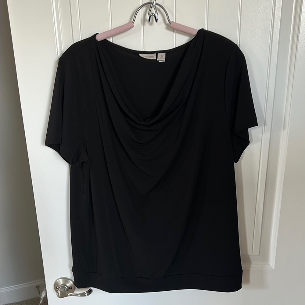 Chico's Easywear Black Drape Neck Blouse